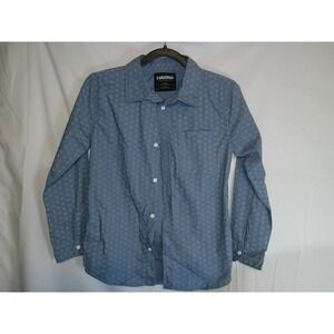 Tony Hawk Kids Blue Geometric Print Long Sleeve Button Up Shirt Size 12